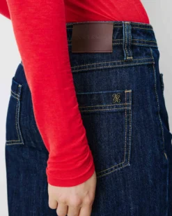 Jean droit taille haute poches plaquées darkblue Jacob