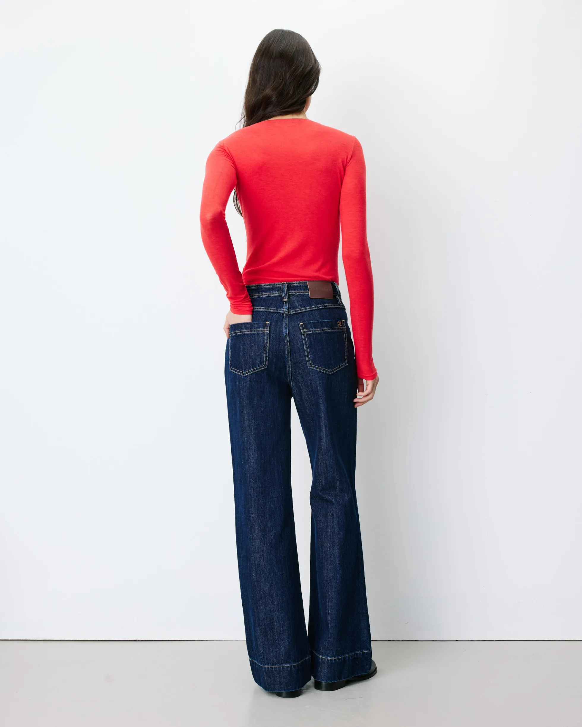 Jean droit taille haute poches plaquées darkblue Jacob