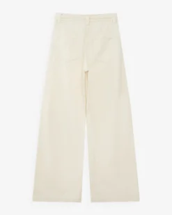 Jean large taille haute ceinture tressée ecru Jaden
