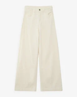 Jean large taille haute ceinture tressée ecru Jaden