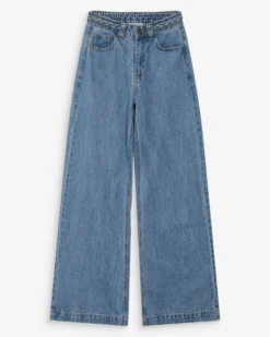Jean large taille haute ceinture tressée lightblue Jaden