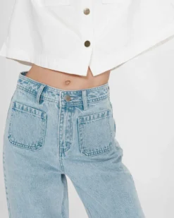 Jean loose 7/8e taille haute poches plaquées skyblue Joe