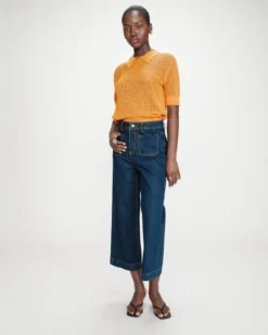 Jean loose 7/8e taille haute poches plaquées darkblue Joe