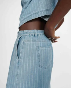 Jean oversize taille mi-haute stripedblue Pompon