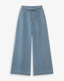 Jean oversize taille mi-haute stripedblue Pompon