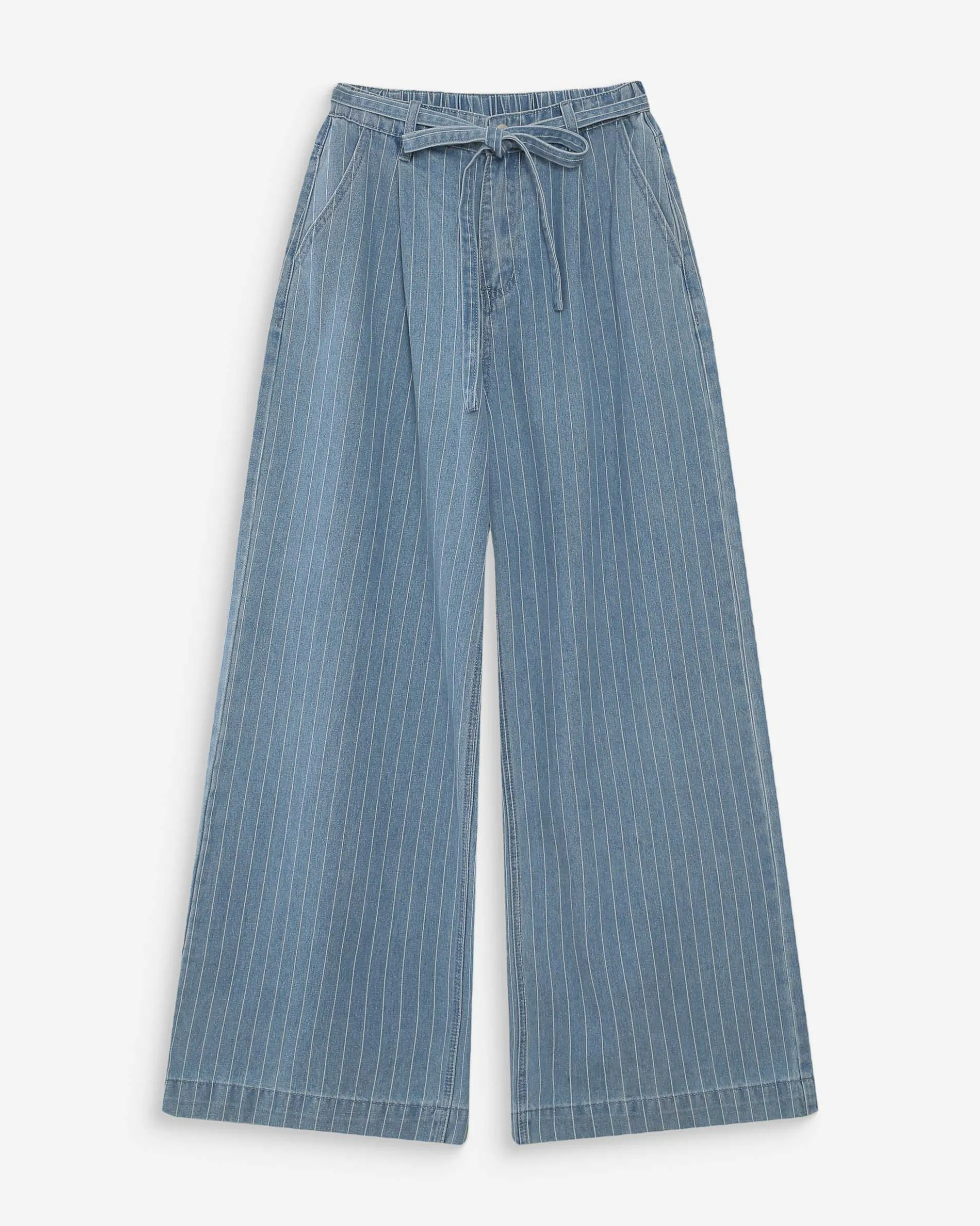 Jean oversize taille mi-haute stripedblue Pompon
