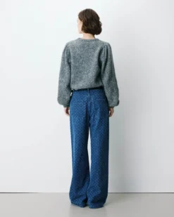 Jean taille haute loose imprimé mediumblue Socca