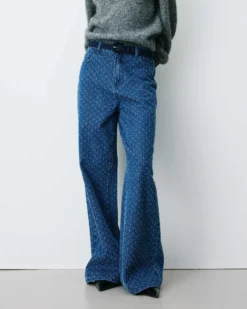 Jean taille haute loose imprimé mediumblue Socca