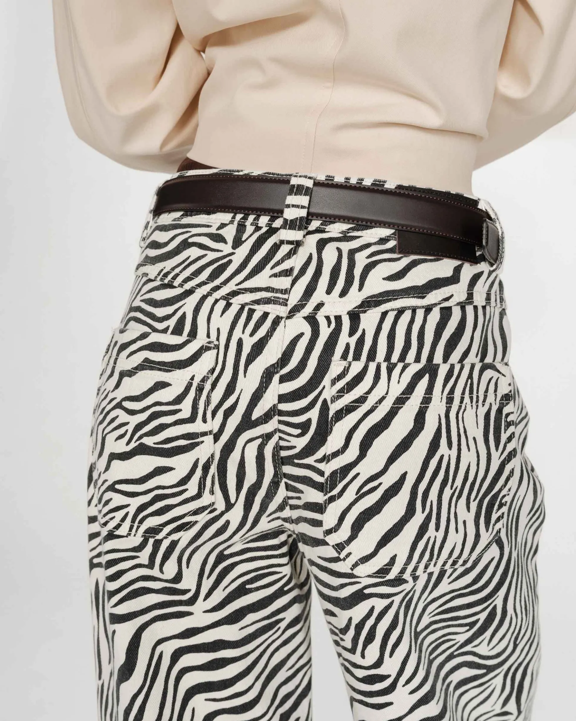 Jean taille haute loose imprimé zebre Socca