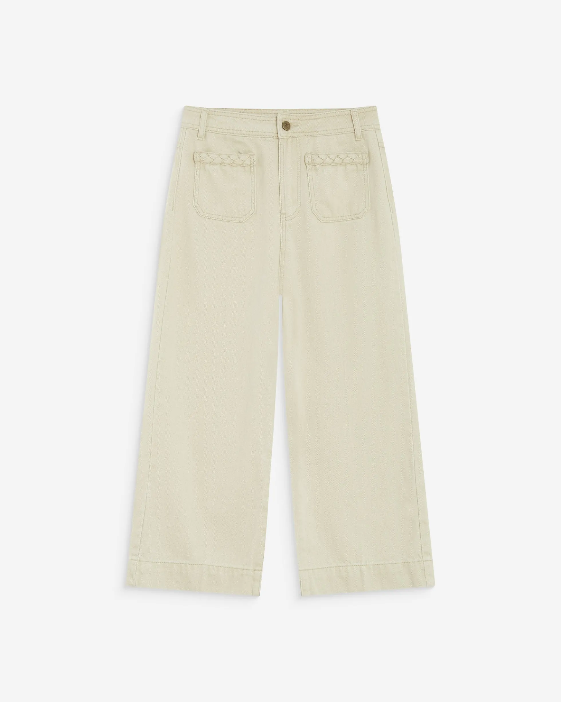 Jean 7/8 taille haute poches plaquées sable Johan