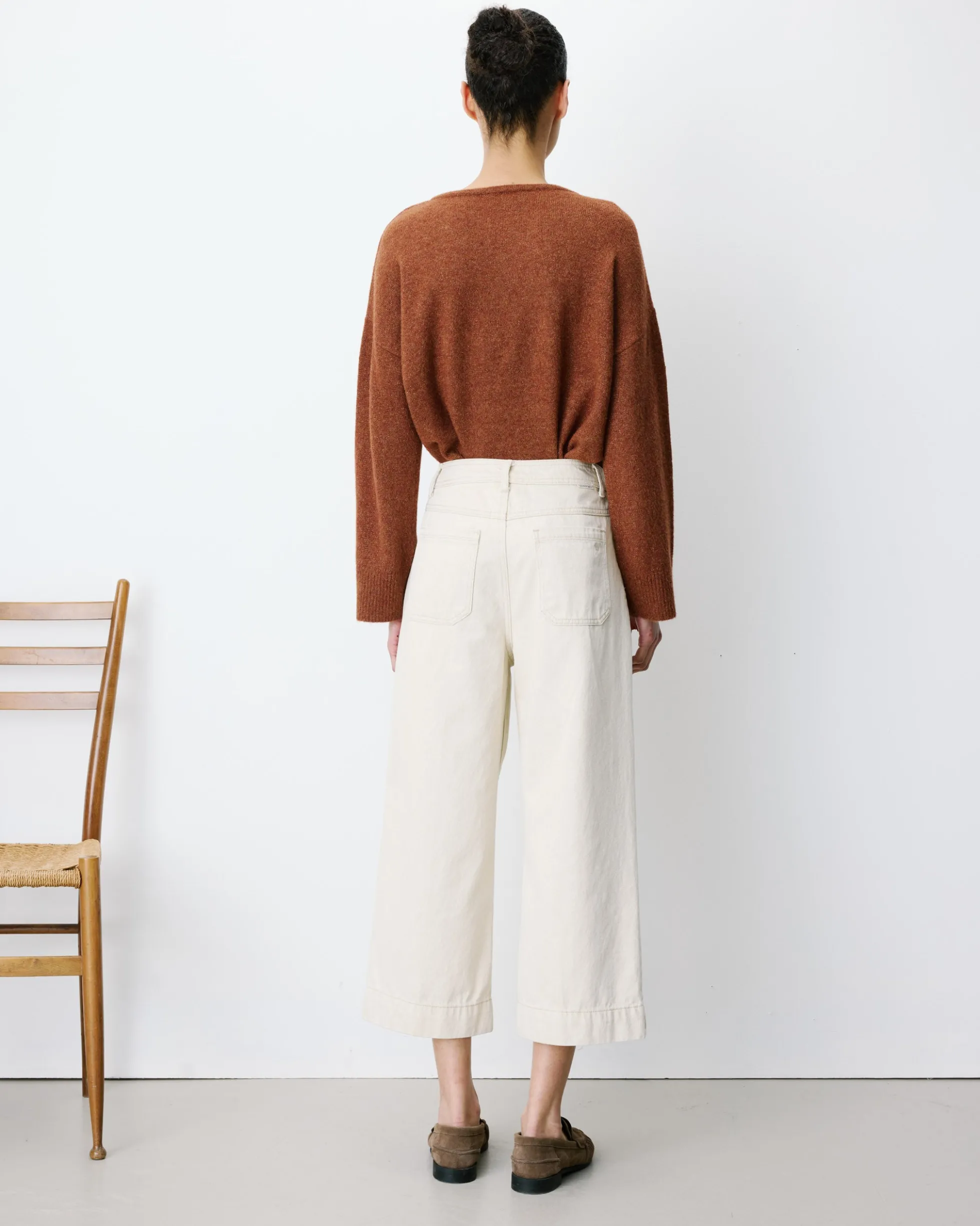 Jean 7/8 taille haute poches plaquées sable Johan
