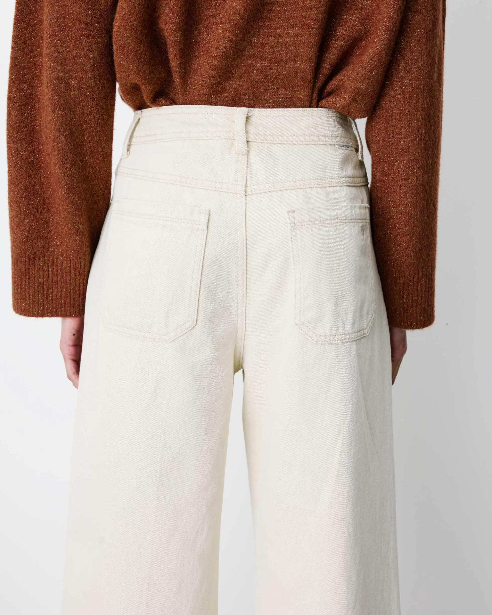 Jean 7/8 taille haute poches plaquées sable Johan