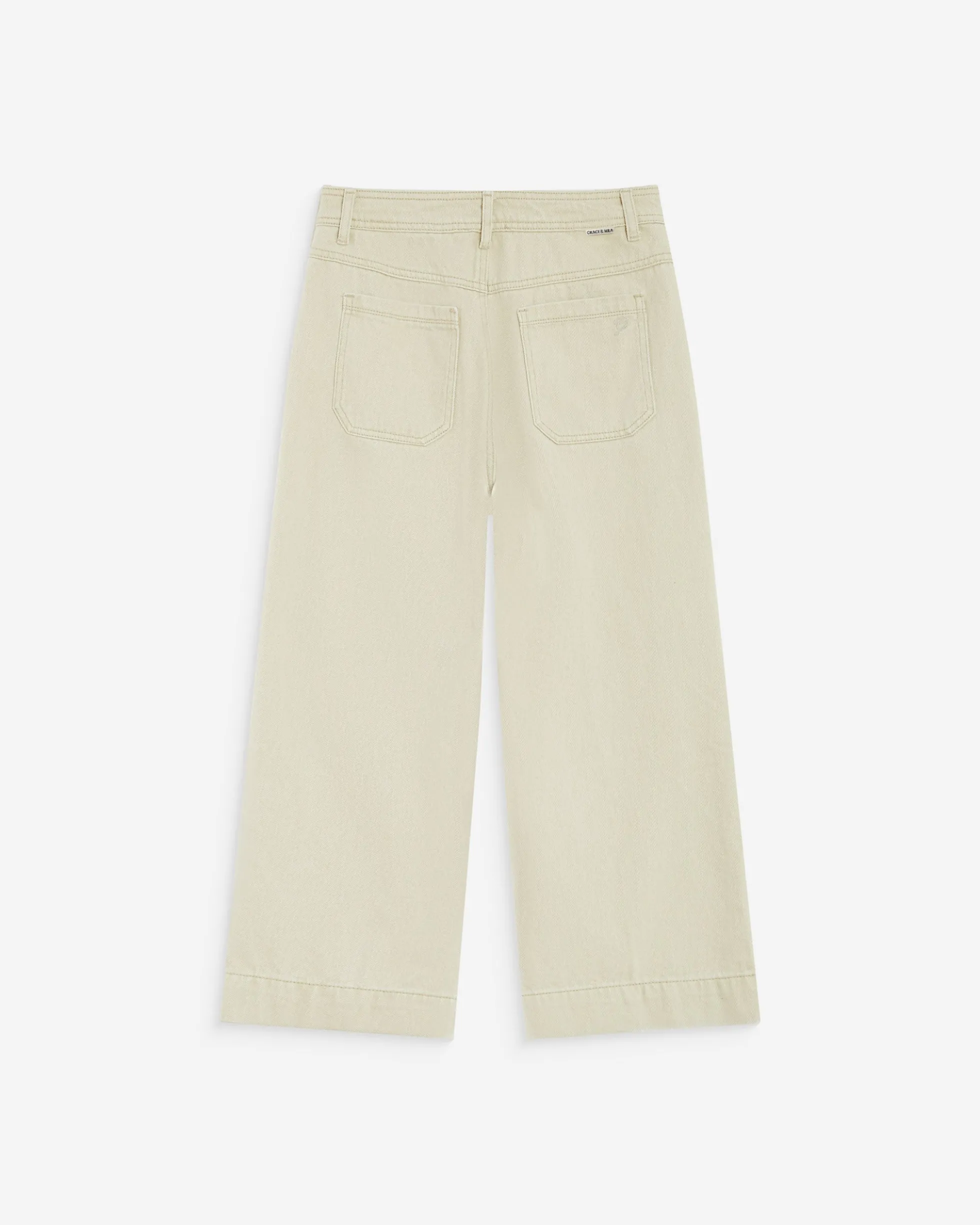 Jean 7/8 taille haute poches plaquées sable Johan