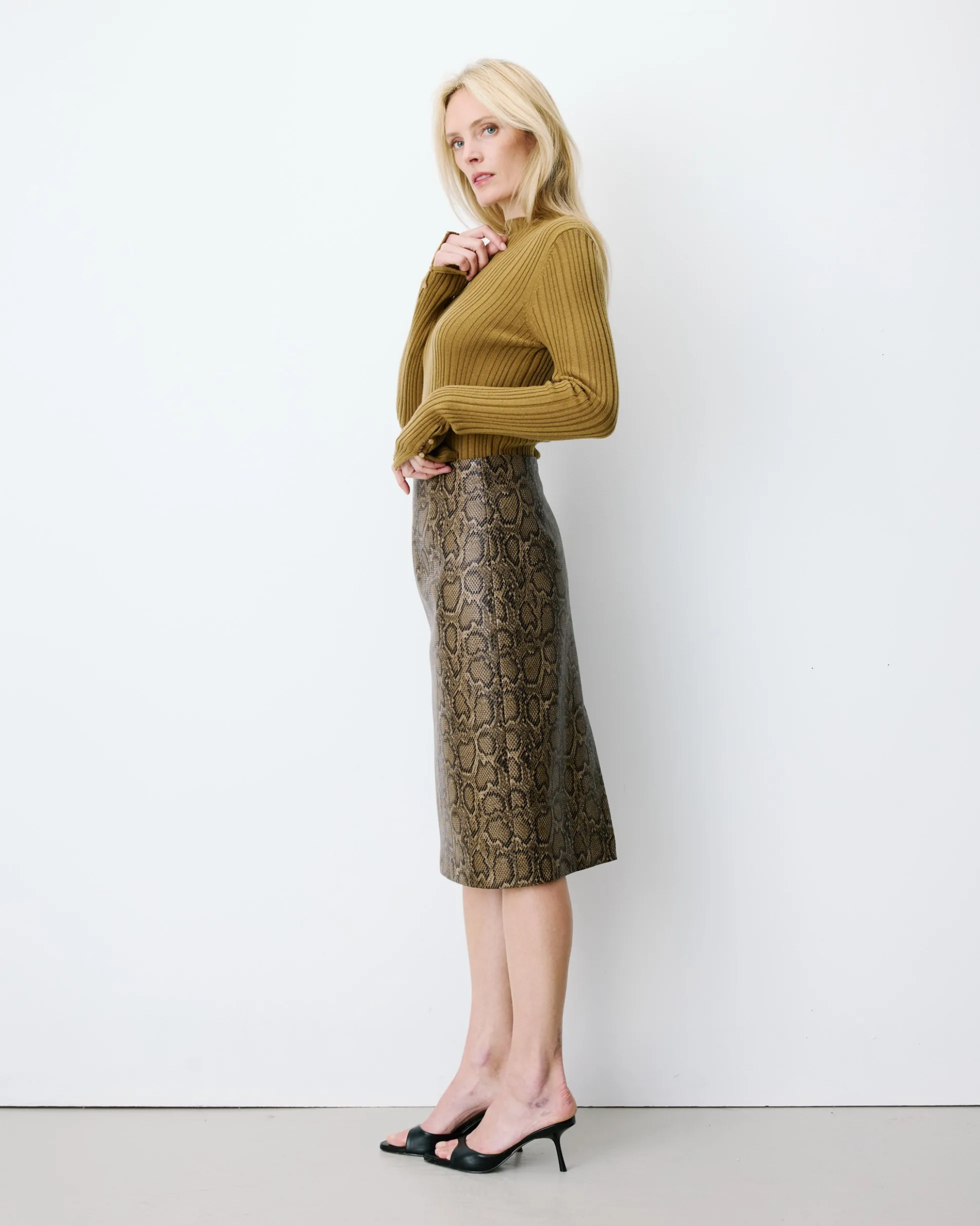 Jupe fourreau similicuir taille haute python Acacia