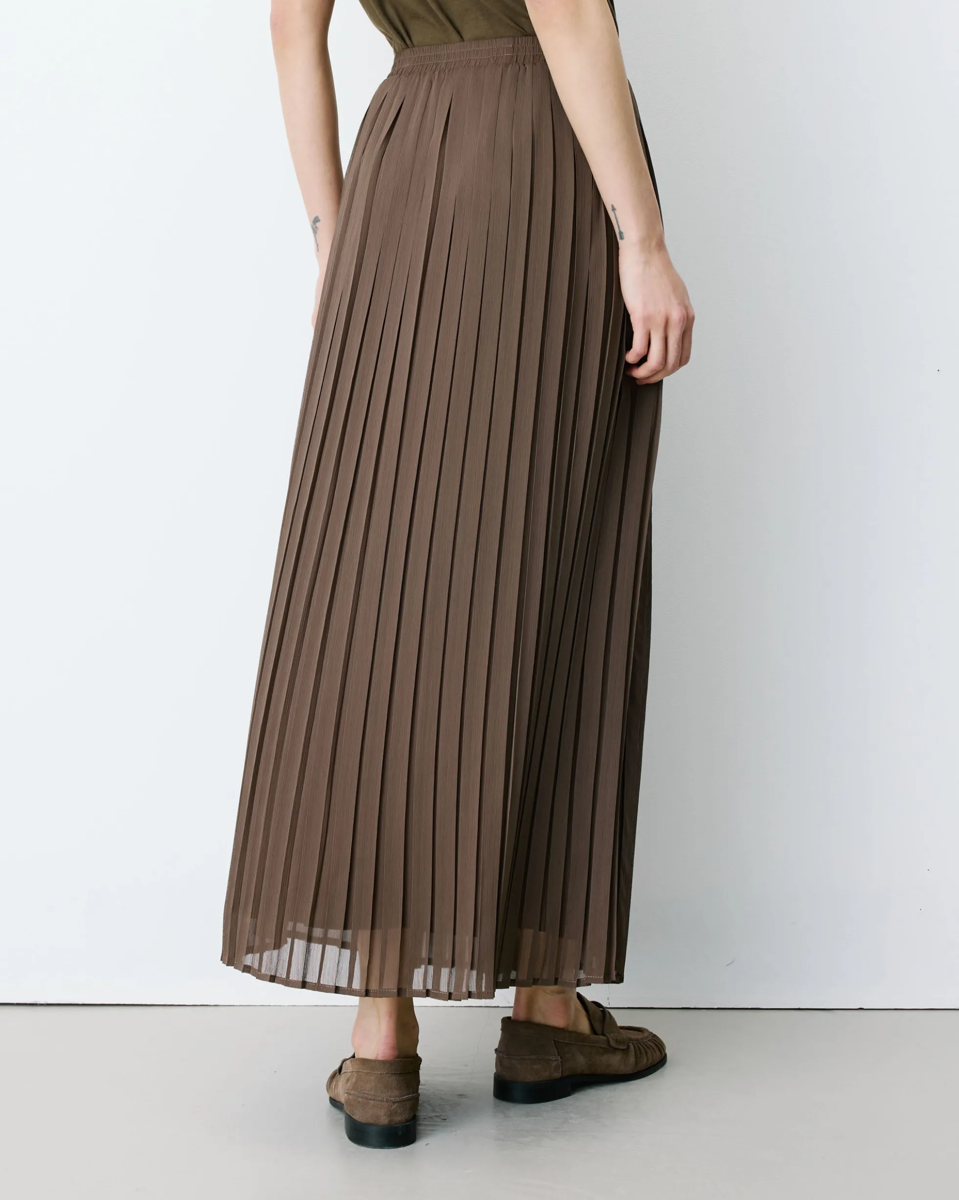 Jupe longue plissée kaki Anissa