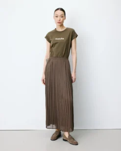 Jupe longue plissée kaki Anissa
