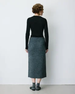 Jupe longue portefeuille en maille anthracite Biana