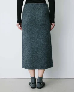 Jupe longue portefeuille en maille anthracite Biana
