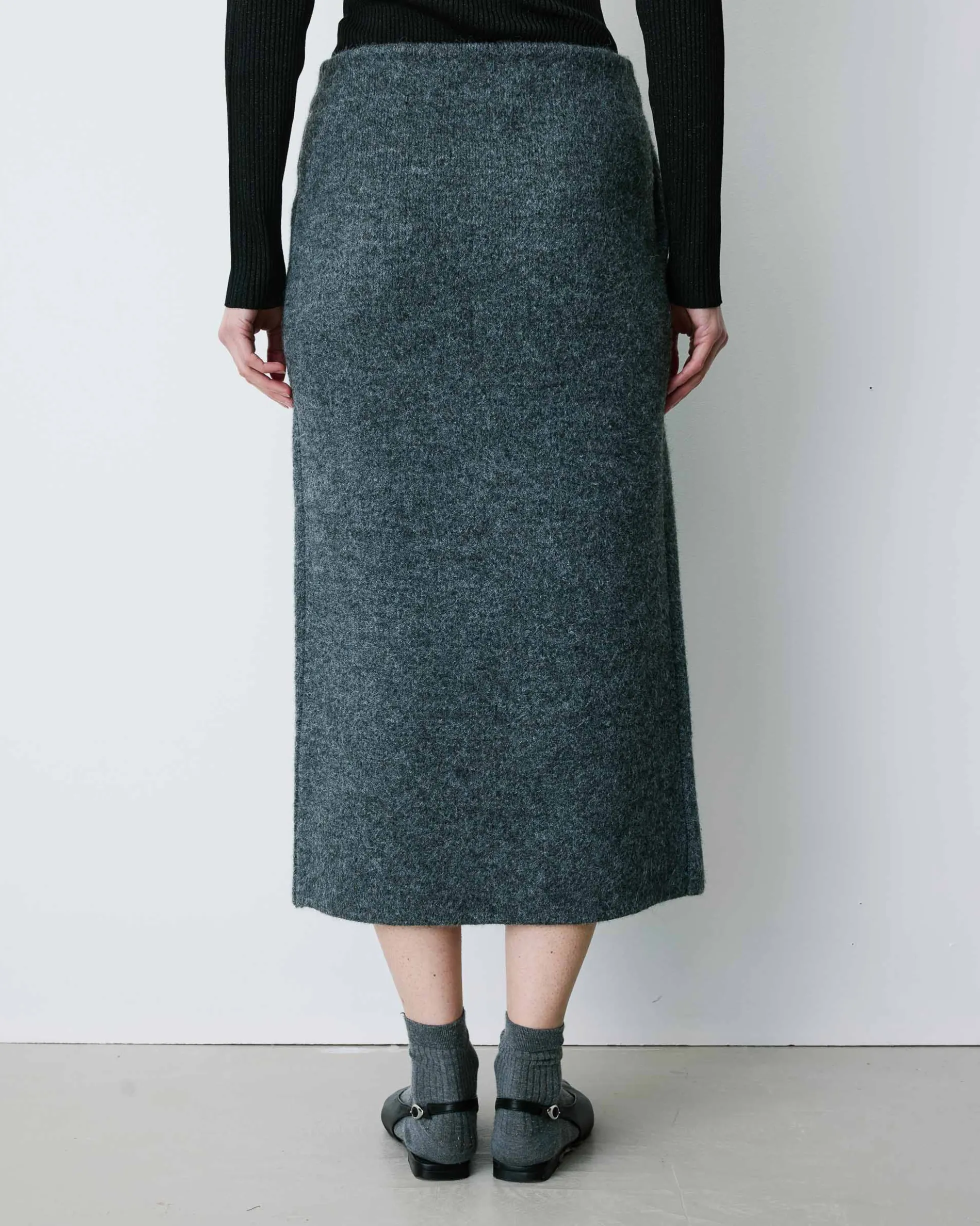 Jupe longue portefeuille en maille anthracite Biana