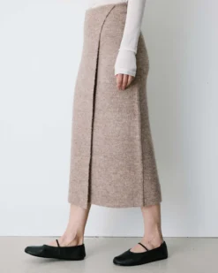 Jupe longue portefeuille en maille mocha Biana