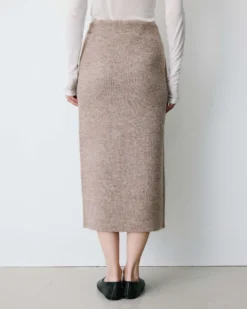 Jupe longue portefeuille en maille mocha Biana
