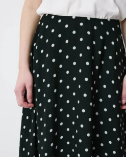 Jupe longue trapèze taille haute pois Analia