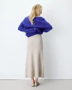 Jupe longue évasée en maille taille haute grege Aluna