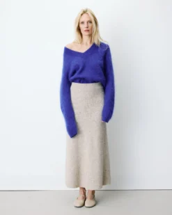 Jupe longue évasée en maille taille haute grege Aluna