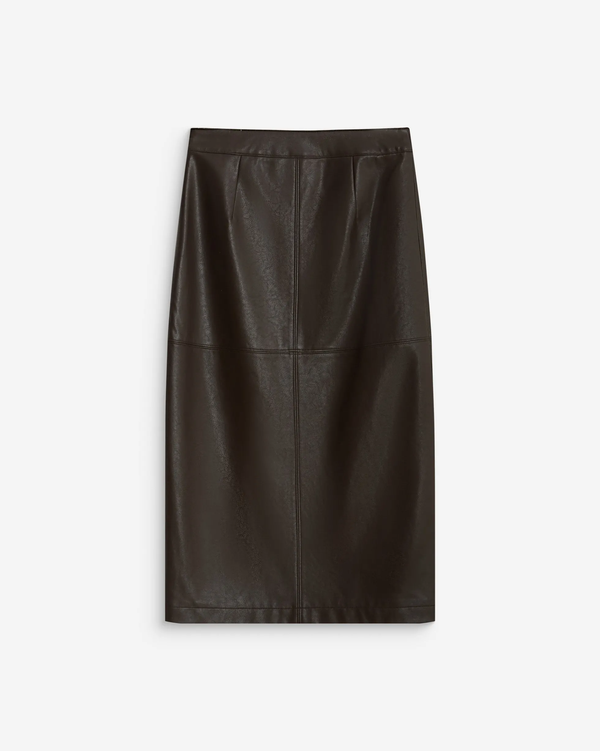 Jupe midi portefeuille similicuir chocolat Aenor