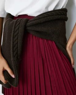 Jupe plissée longue en mousseline cherry Baila