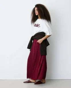 Jupe plissée longue en mousseline cherry Baila