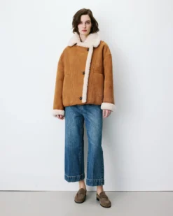 Manteau aviateur oversize en suédine camel Apollo