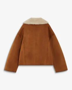 Manteau aviateur oversize en suédine camel Apollo