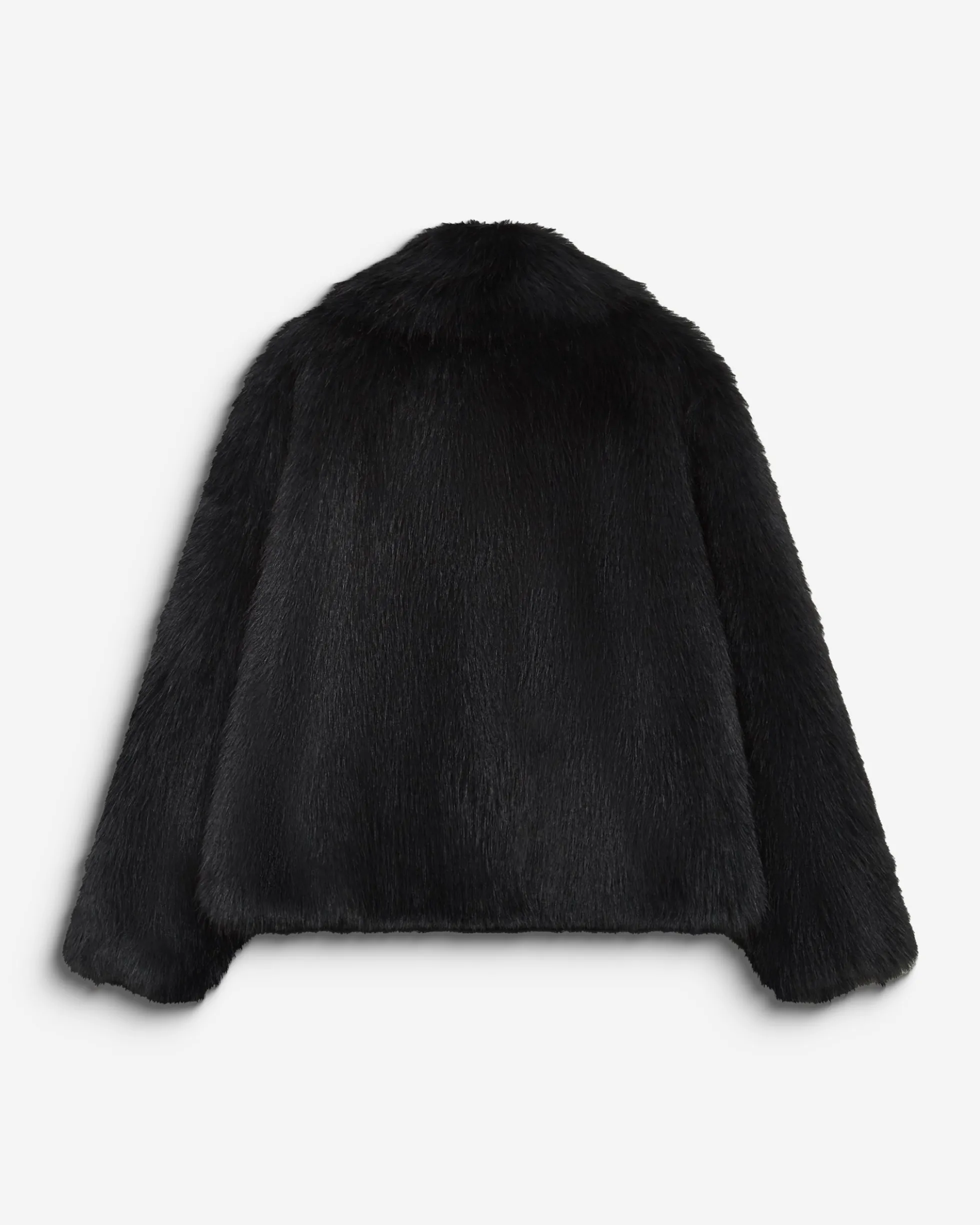 Manteau en fausse fourrure col large noir Billie
