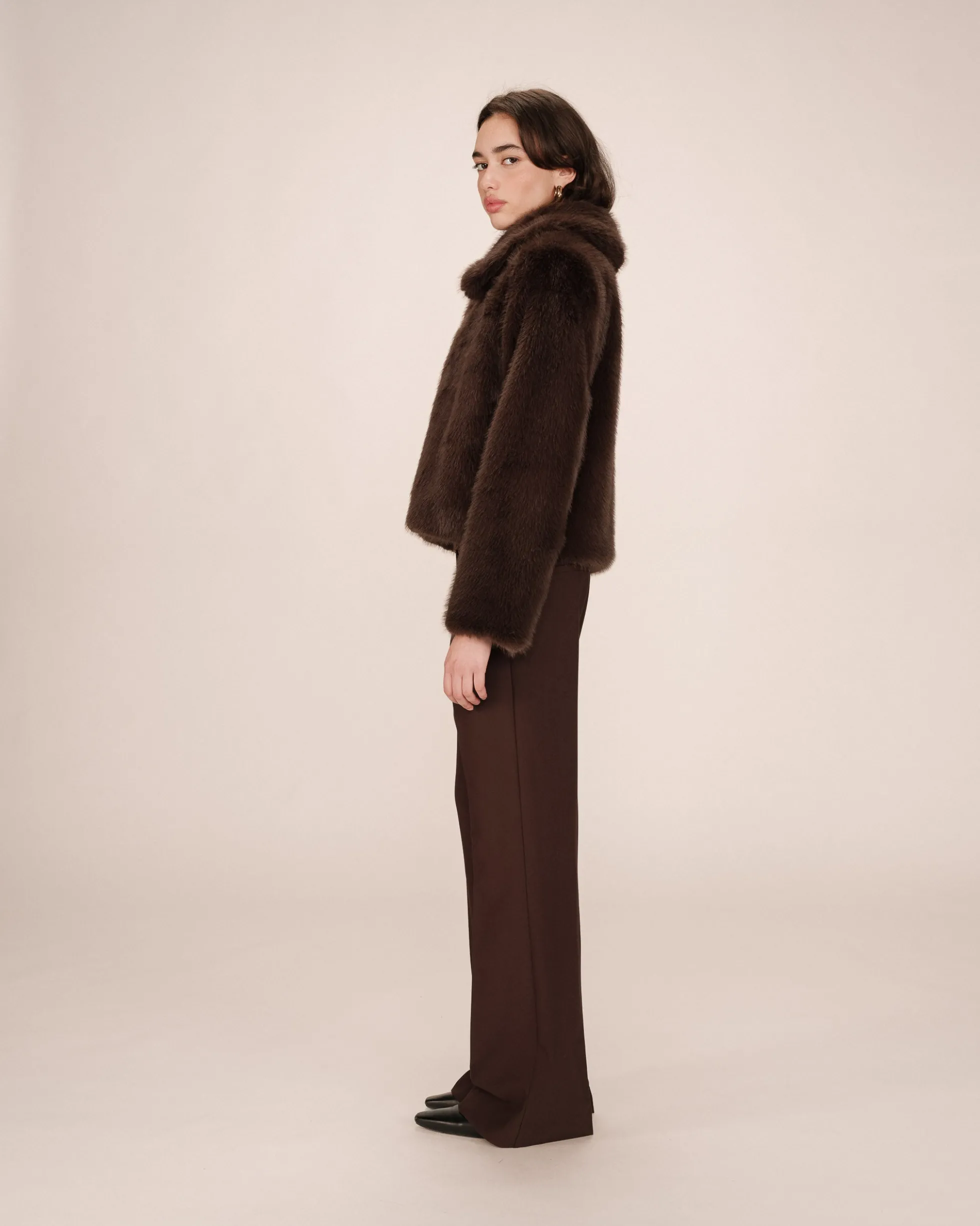 Manteau fausse fourrure chocolat Shonna