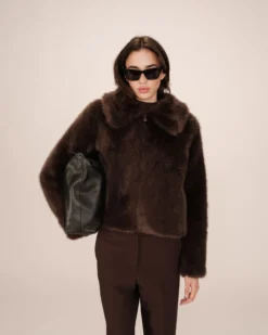 Manteau fausse fourrure chocolat Shonna