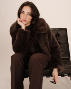 Manteau fausse fourrure chocolat Shonna