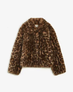 Manteau fausse fourrure court à motif leo Alva