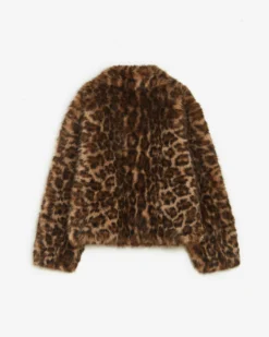 Manteau fausse fourrure court à motif leo Alva