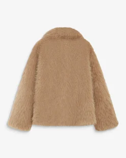 Manteau fausse fourrure croisé beige Amy