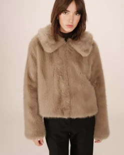 Manteau fausse fourrure greige Shonna
