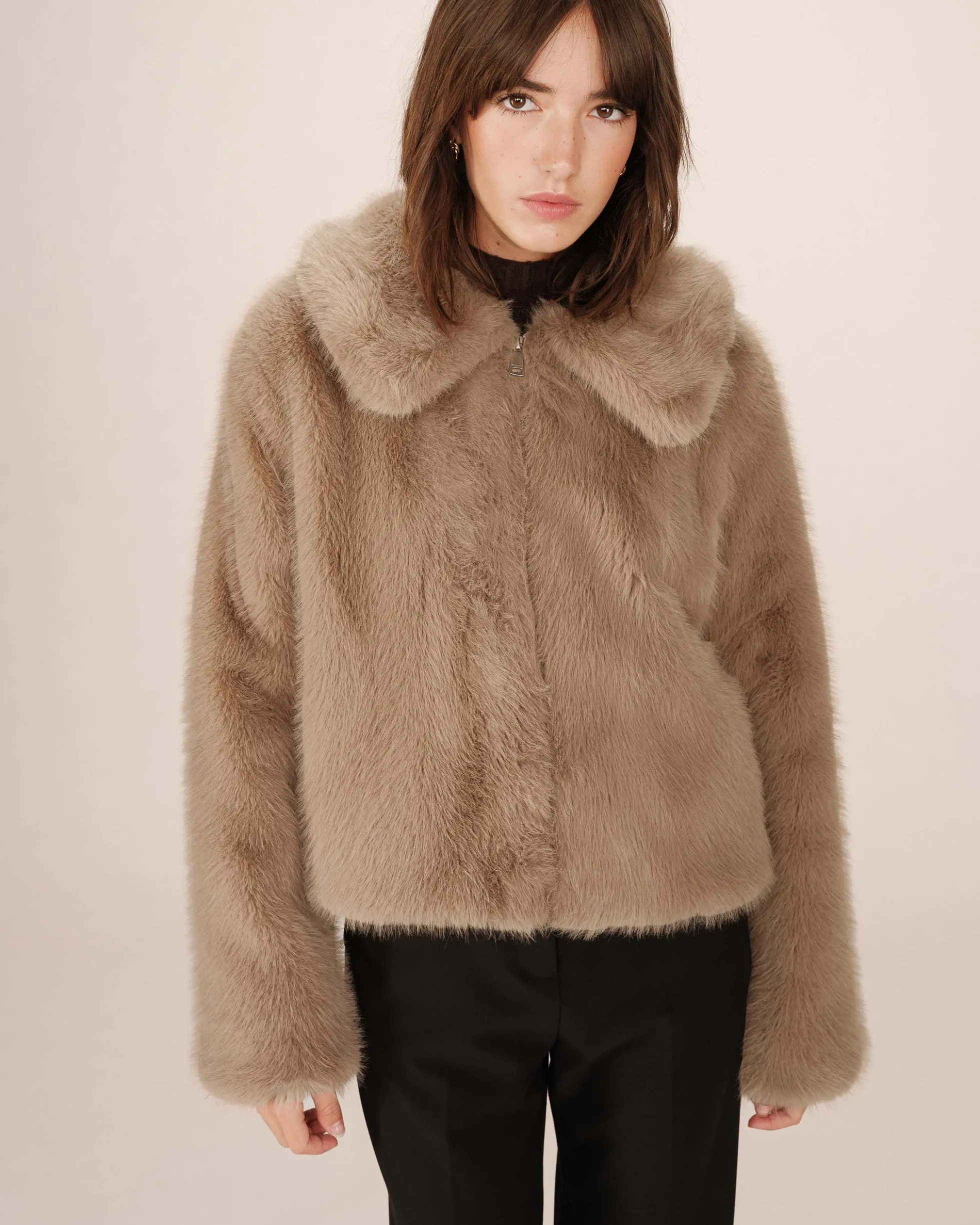 Manteau fausse fourrure greige Shonna