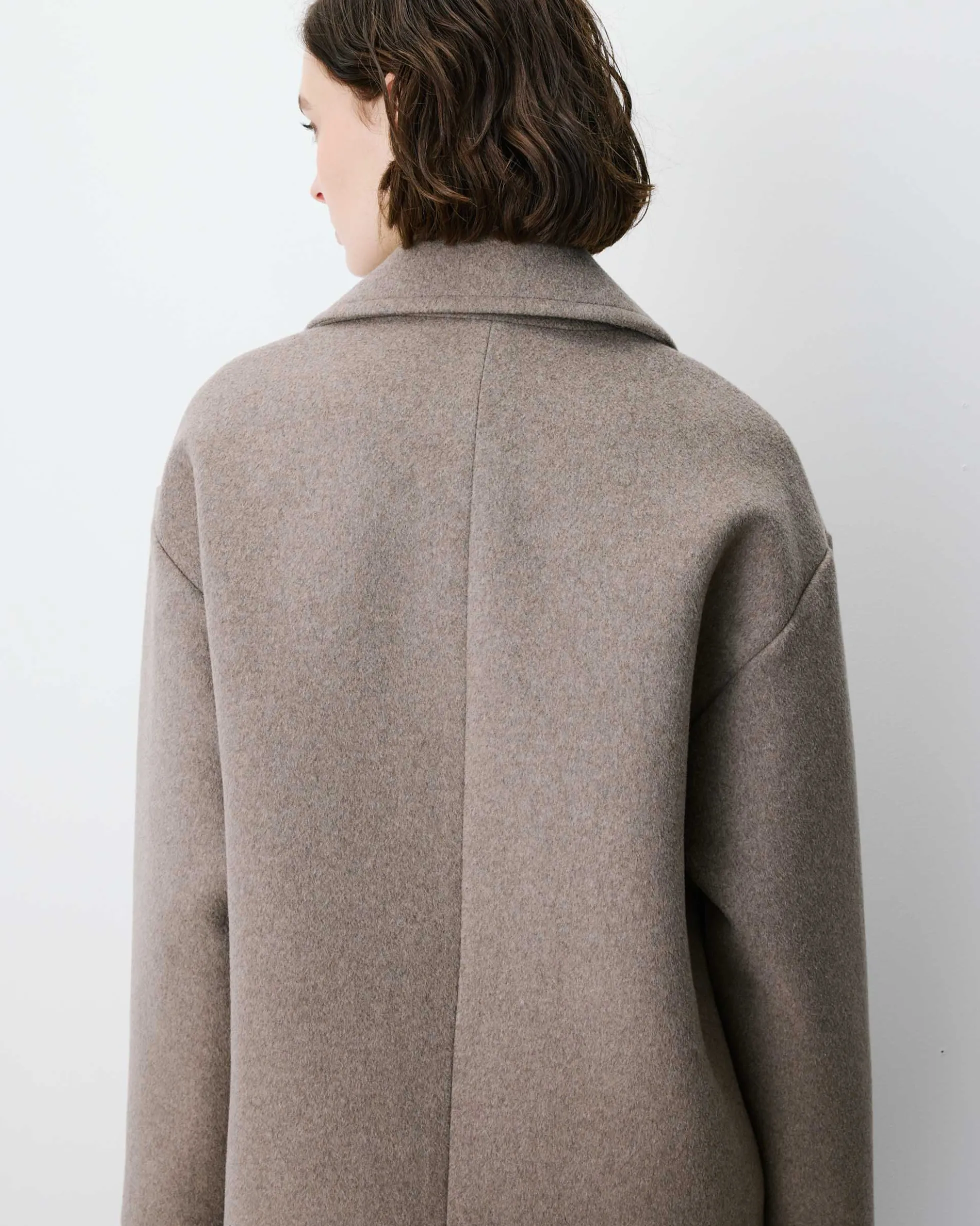 Manteau long croisé en laine mélangée grege Alois
