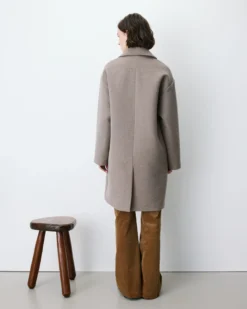 Manteau long croisé en laine mélangée grege Alois