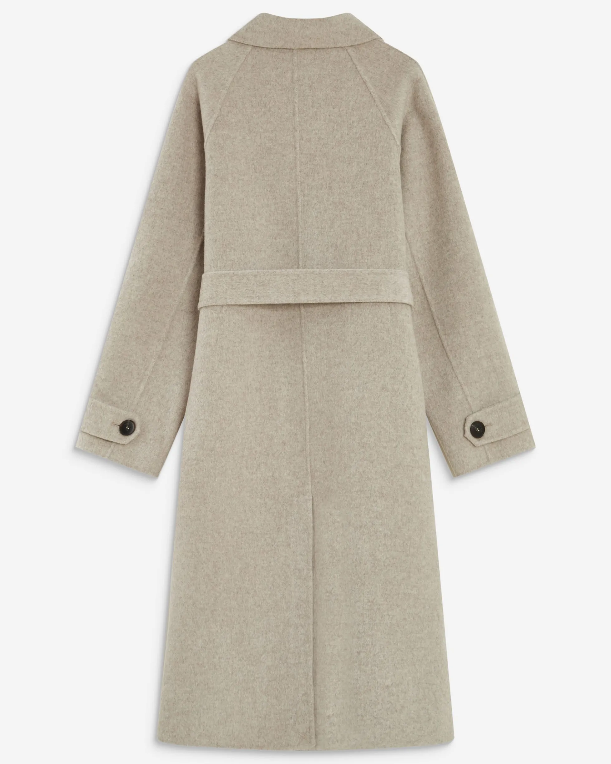 Manteau long en laine mélangée ceinturé sable Adam