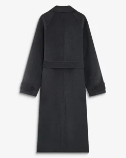 Manteau long en laine mélangée ceinturé anthracite Adam