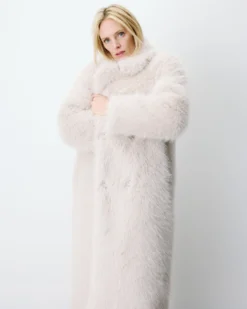 Manteau long oversize en fausse fourrure grege Alara