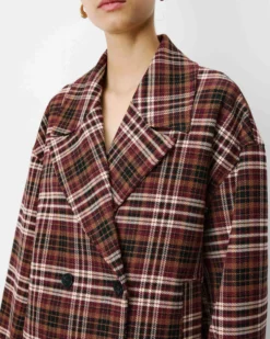 Manteau oversize croisé à carreaux cherry Ayme