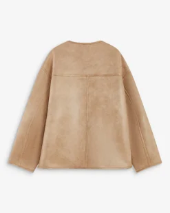 Manteau teddy court réversible beige Arwen