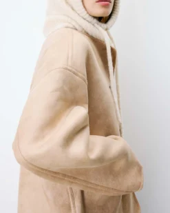 Manteau teddy court réversible beige Arwen